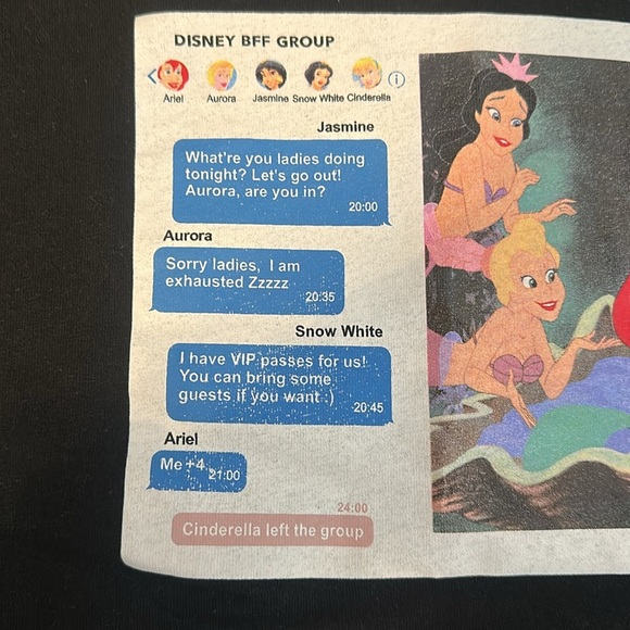 Rare ZARA Disney Princess Group Chat Tee – Black – Size Large - Picture 4 of 8